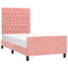 Estructura de cama con cabecero de terciopelo rosa 100x200 cm 3