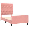 Estrutura de cama c/ cabeceira 100x200 cm veludo rosa 4