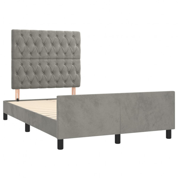 Estructura de cama con cabecero terciopelo gris claro 120x200cm M 4