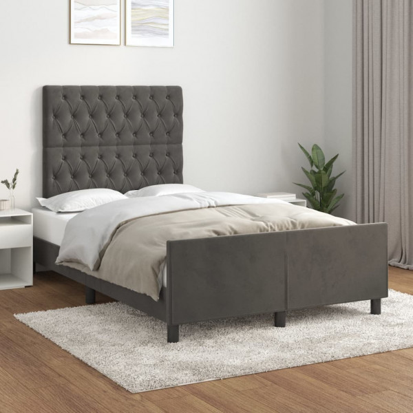 Estructura cama con cabecero terciopelo gris oscuro 120x200 cm D