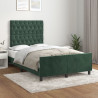 Estrutura de cama sem colchão 120x200 cm veludo verde-escuro 1