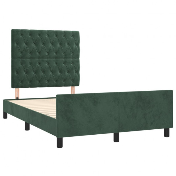 Estructura cama con cabecero terciopelo verde oscuro 120x200 cm M 4