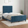 Estrutura de cama sem colchão 120x200 cm veludo azul 1