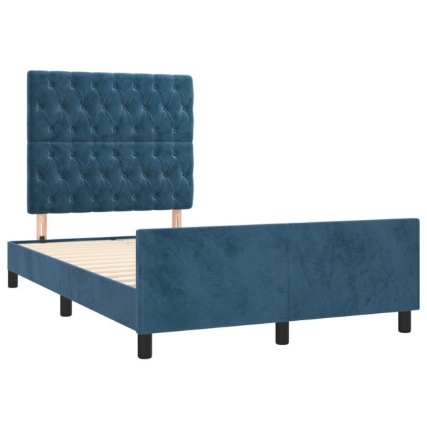 Estructura cama con cabecero terciopelo azul oscuro 120x200cm M 4