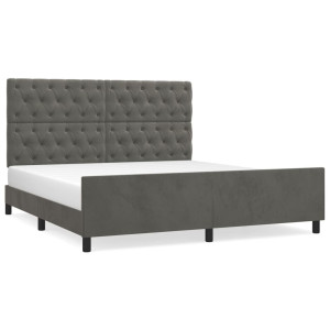 Estrutura de cama sem colchão 160x200 cm veludo cinzento-escuro H