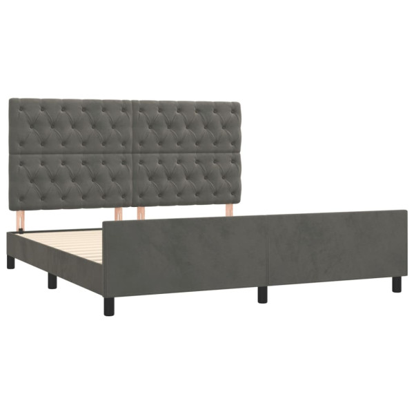 Estructura cama con cabecero terciopelo gris oscuro 160x200 cm M 4