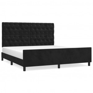 Estrutura de cama sem colchão 160x200 cm veludo preto H