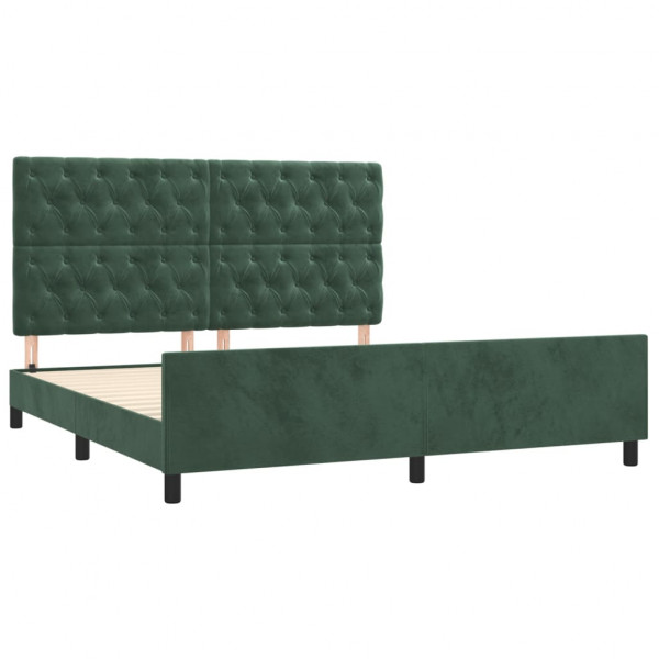 Estructura cama con cabecero terciopelo verde oscuro 160x200 cm M 4