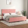 Estructura de cama con cabecero de terciopelo rosa 160x200 cm 1
