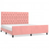 Estrutura de cama c/ cabeceira 160x200 cm veludo rosa 2