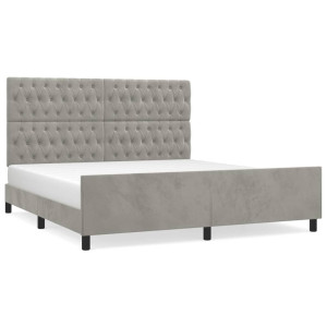 Estructura de cama con cabecero terciopelo gris claro 180x200cm H