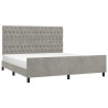 Estrutura de cama c/ cabeceira 180x200 cm veludo cinzento-claro 3