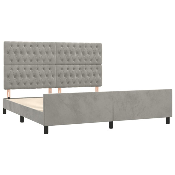 Estrutura de cama c/ cabeceira 180x200 cm veludo cinzento-claro M 4