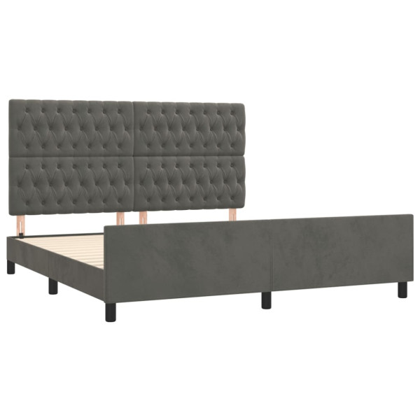 Estrutura de cama c/ cabeceira 180x200cm veludo cinzento-escuro M 4