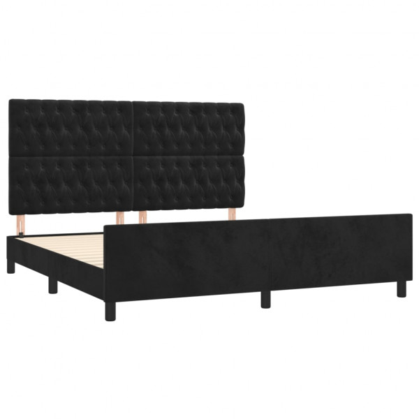 Estructura de cama con cabecero de terciopelo negro 180x200 cm M 4