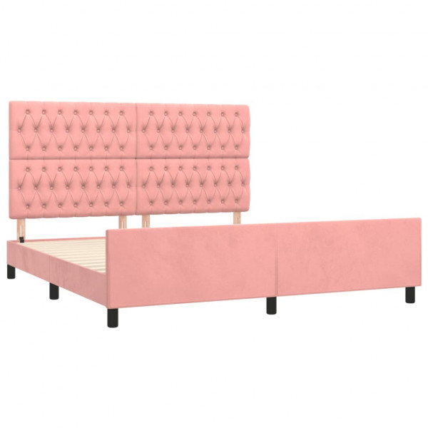 Estructura de cama con cabecero de terciopelo rosa 180x200 cm M 4