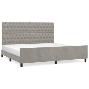 Estructura de cama con cabecero terciopelo gris claro 200x200cm H