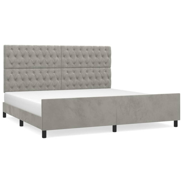 Estrutura de cama sem colchão 200x200 cm veludo cinzento-claro M 2