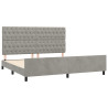 Estructura de cama con cabecero terciopelo gris claro 200x200cm 4