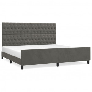 Estrutura de cama sem colchão 200x200 cm veludo cinzento-escuro H