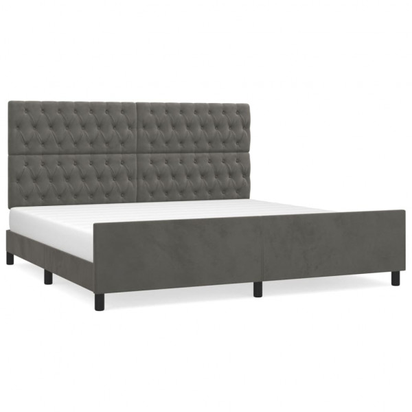 Estructura cama con cabecero terciopelo gris oscuro 200x200 cm M 2