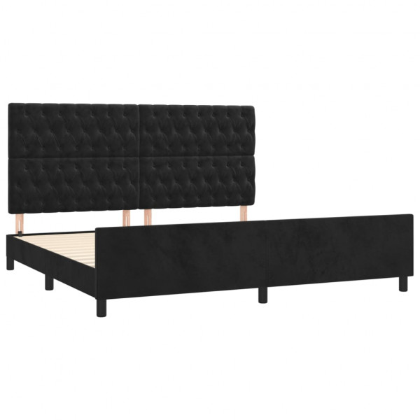 Estrutura de cama sem colchão 200x200 cm veludo preto M 4