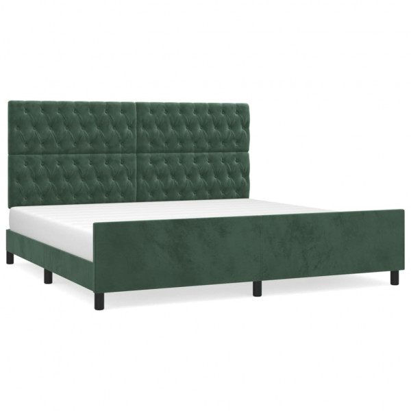Estructura cama con cabecero terciopelo verde oscuro 200x200 cm M 2