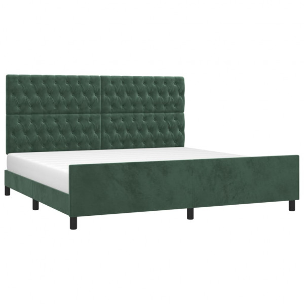 Estrutura de cama sem colchão 200x200 cm veludo verde-escuro M 3