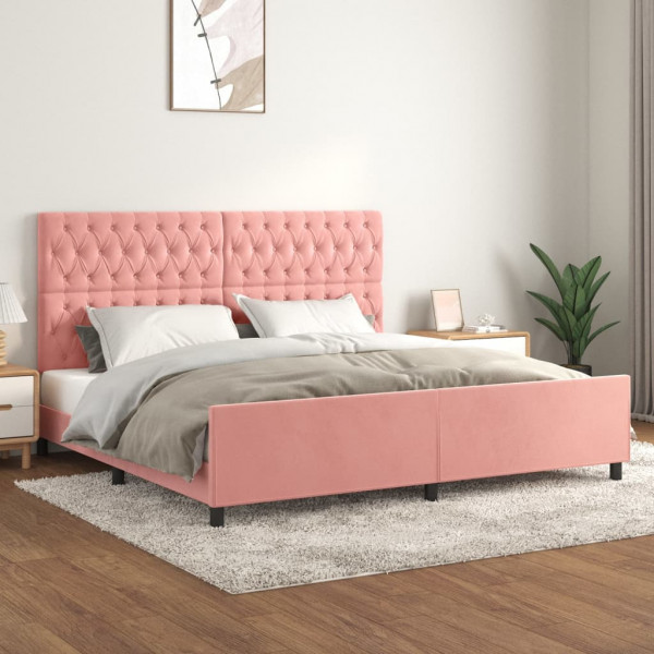 Estructura de cama con cabecero de terciopelo rosa 200x200 cm D