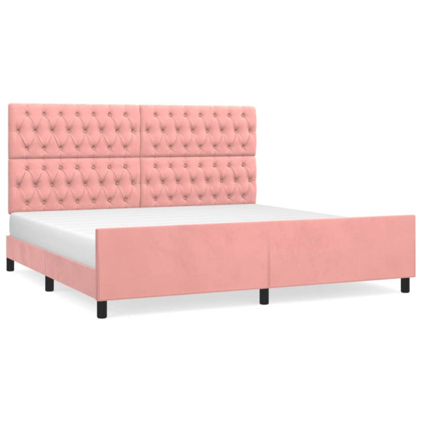 Estructura de cama con cabecero de terciopelo rosa 200x200 cm M 2
