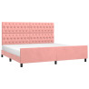 Estrutura de cama c/ cabeceira 200x200 cm veludo rosa 3