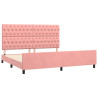 Estructura de cama con cabecero de terciopelo rosa 200x200 cm 4