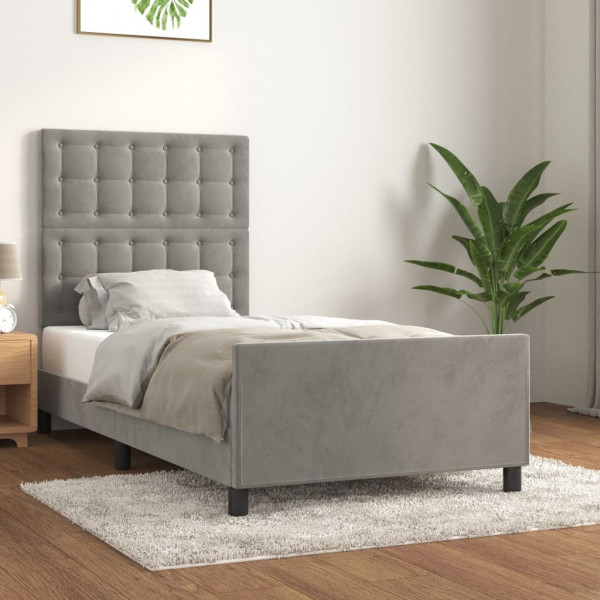 Estructura de cama con cabecero terciopelo gris claro 80x200 cm D