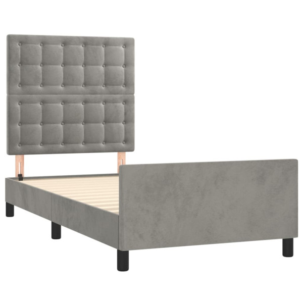 Estructura de cama con cabecero terciopelo gris claro 80x200 cm M 4