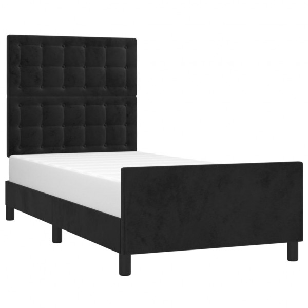 Estructura de cama con cabecero de terciopelo negro 80x200 cm M 3