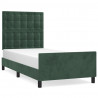 Estructura cama con cabecero terciopelo verde oscuro 80x200 cm 2
