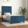 Estructura cama con cabecero terciopelo azul oscuro 80x200 cm 1
