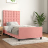 Estructura de cama con cabecero de terciopelo rosa 80x200 cm 1