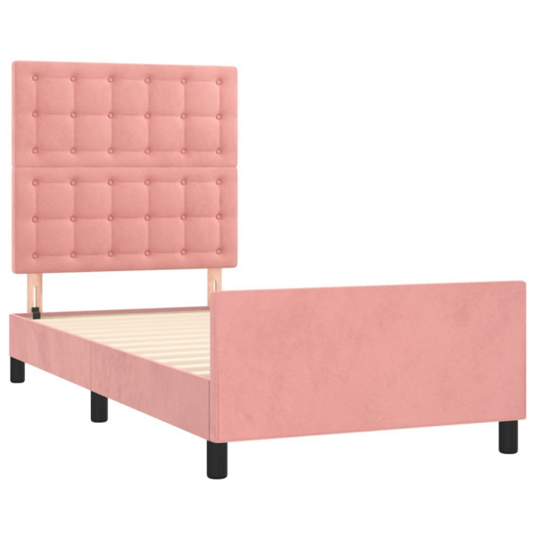 Estructura de cama con cabecero de terciopelo rosa 80x200 cm M 4