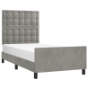 Estructura de cama con cabecero terciopelo gris claro 90x190 cm 3