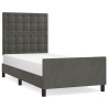 Estructura de cama con cabecero terciopelo gris oscuro 90x190cm 2