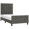 Estructura de cama con cabecero terciopelo gris oscuro 90x190cm 3