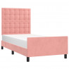 Estrutura de cama c/ cabeceira 90x190 cm veludo rosa 3