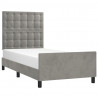 Estructura de cama con cabecero terciopelo gris claro 100x200cm 3
