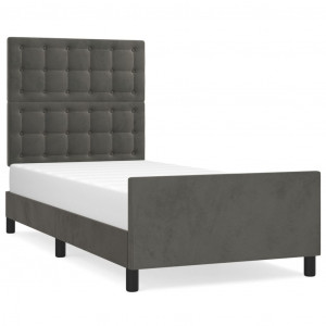 Estrutura de cama sem colchão 100x200 cm veludo cinzento-escuro H