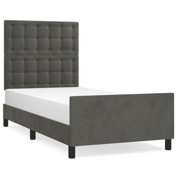 Estructura cama con cabecero terciopelo gris oscuro 100x200 cm M 2