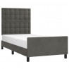Estrutura de cama sem colchão 100x200 cm veludo cinzento-escuro 3