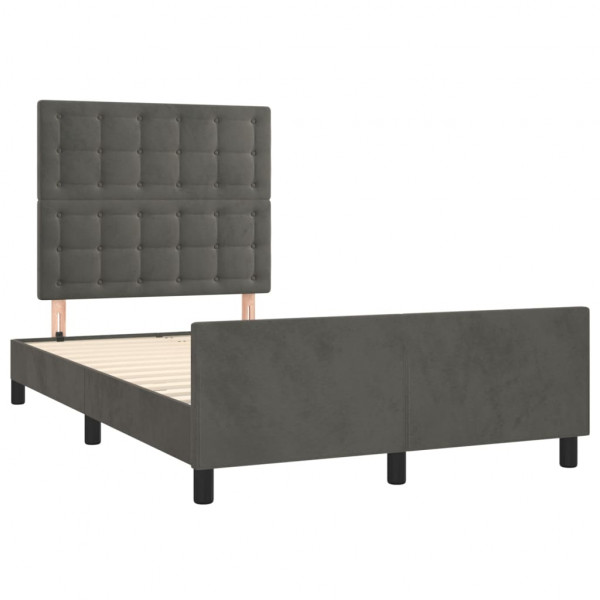 Estructura cama con cabecero terciopelo gris oscuro 120x200 cm M 4