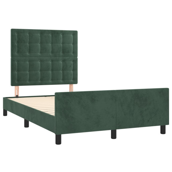 Estrutura de cama sem colchão 120x200 cm veludo verde-escuro M 4