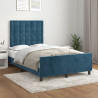 Estructura cama con cabecero terciopelo azul oscuro 120x200cm 1